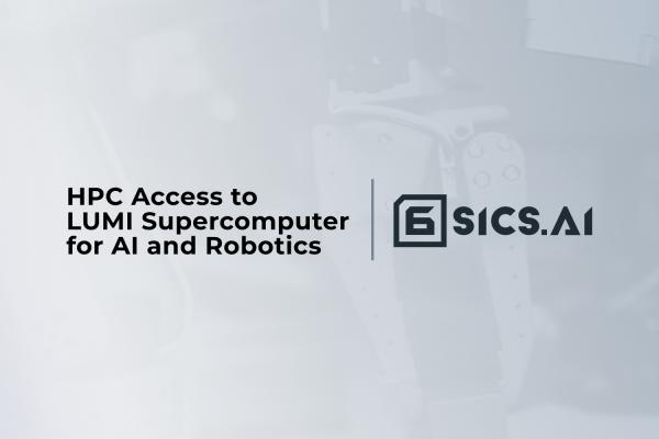 SICS.AI logo (number 6 inside a square) with the title HPC Access to LUMI Supercomputer for AI and robotics
