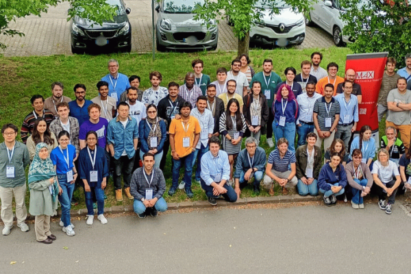 Aeral view of the participants and organizers of the school. Group photo.